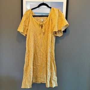 Hinge Flounce Sleeve Lurex Stripe Dress